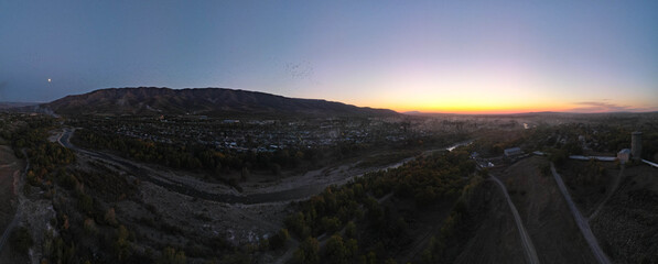 Sunset autumn city of the CIS