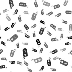 Black Price tag with dollar icon isolated seamless pattern on white background. Badge for price. Sale with dollar symbol. Promo tag discount. Vector.