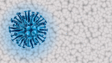 Coronavirus responsible for the outbreak of the flu, pandemic. 3D rendering