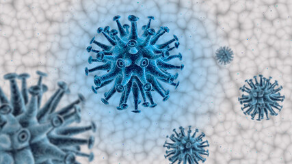 Coronavirus responsible for the outbreak of the flu, pandemic. 3D rendering