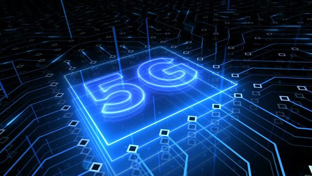 5G network, high speed mobile internet, futuristic concept circuit board