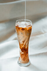 iced coffee put on white background