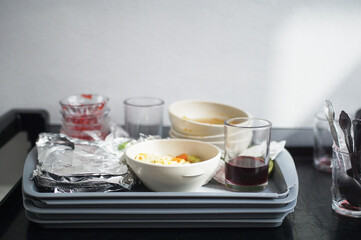 Left overs on food tray
