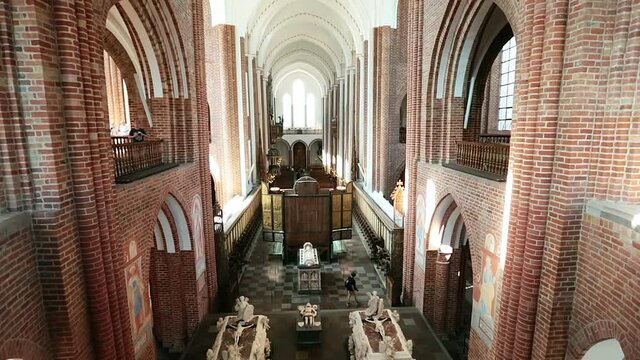 Funerary monuments, Roskilde Cathedral. Top view of the apse dedicated to the tombs of the kings and queens of Denmark