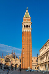 Naklejka premium San Marco square with Campanile and Saint Mark's Basilica in Venice, Italy.