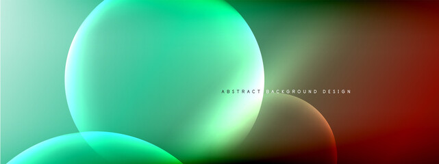 Vector abstract background liquid bubble circles on fluid gradient with shadows and light effects. Shiny design templates for text