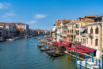 Venice Grand canal with gondolas, Italy in summer