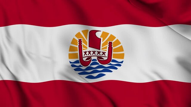 Flag of French Polynesia gently waving in the wind