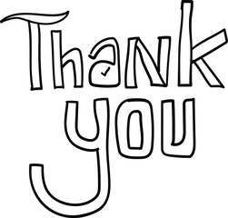 Thank you typography lettering doodle handwritten greeting vector design