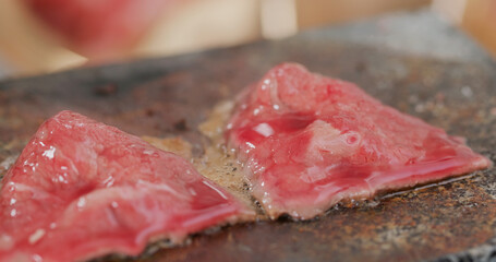 Grill beef and meat on the rock stone