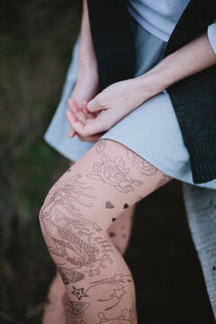 tattoo tights with the image of the Mermaid
