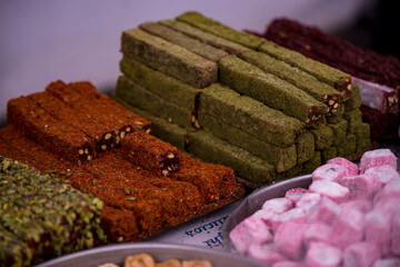 turkish delights on market. oriental candy bazaar