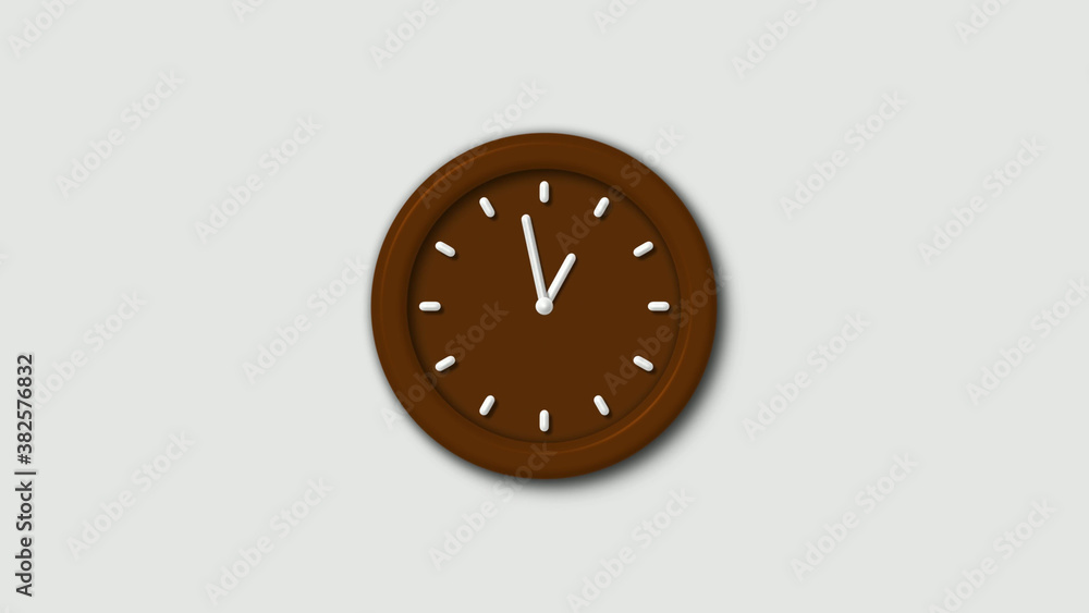 Wall mural orange dark 3d wall clock isolated on white background,12 hours 3d wall clock