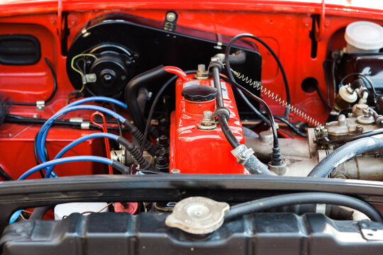 Close up of car engine