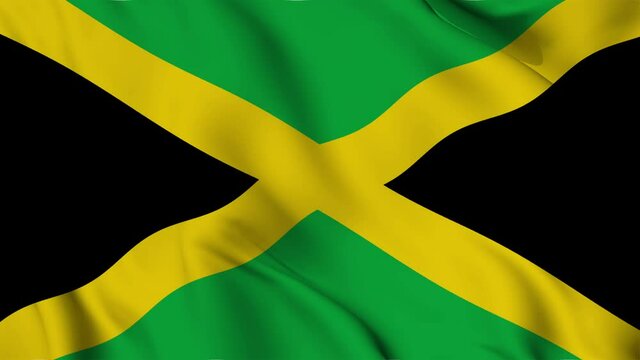Flag of Jamaica fluttering in the wind