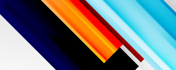 Geometric abstract backgrounds with shadow lines, modern forms, rectangles, squares and fluid gradients. Bright colorful stripes cool backdrops