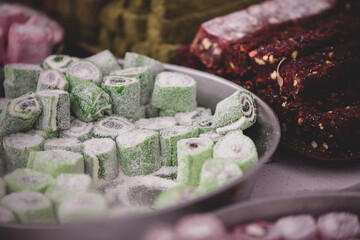turkish delights on market. oriental candy bazaar