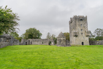 Fototapeta na wymiar Aughnanure Castle, Oughterard, County Galway, Ireland. This well preserved medieval structure is a popular historical tourist attraction.