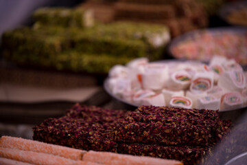 turkish delights on market. oriental candy bazaar
