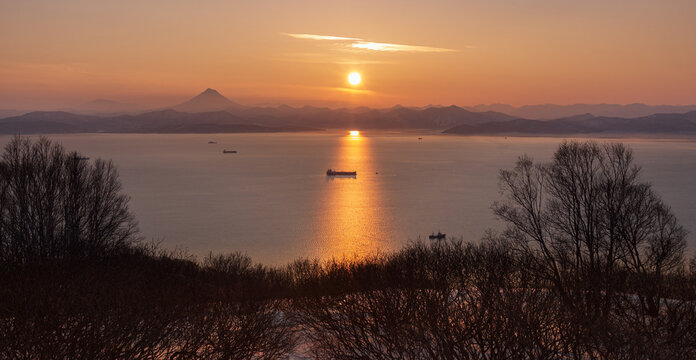 Kamchatka, sunset in Avacha Bay