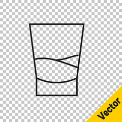 Black line Glass of vodka icon isolated on transparent background. Vector Illustration.