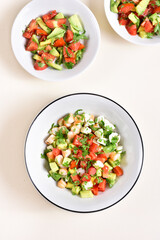 Avocado, prawn, tomato and mozarella salad