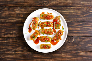 Cabbage rolls stuffed with ground beef and rice