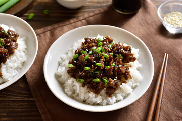 Korean ground beef and rice bowls