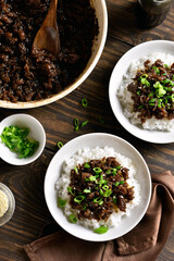 Korean ground beef and rice bowls