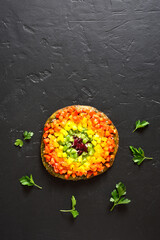 Obraz na płótnie Canvas Rainbow veggie bell peppers pizza