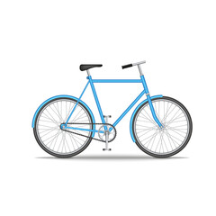 City old bike isolated on white background, realistic 3d model vector illustration in blue, environmentally friendly vehicle.