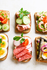 Open faced sandwiches