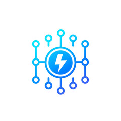 electricity, electric grid icon, vector