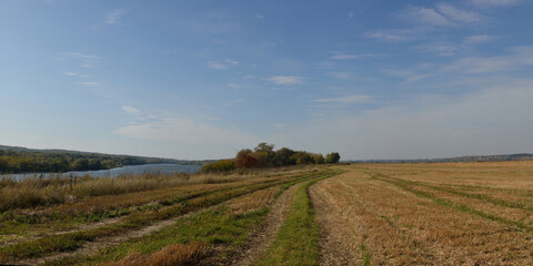Autumn fishing on the river, beautiful panorama.