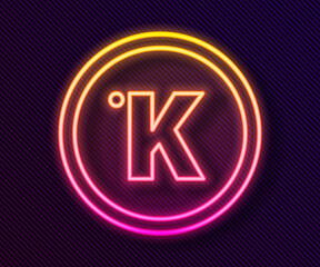 Glowing neon line Kelvin icon isolated on black background. Vector.