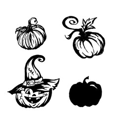 set of pumpkins