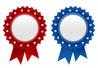 Vector red and blue campaign badges. To see the other vector rosette illustrations , please check Badge and Label collection.