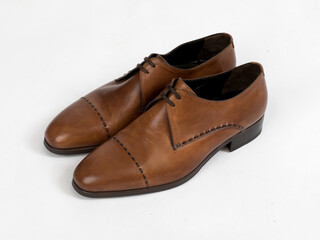 Leather shoes on a white background