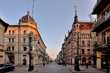 Miasto Łódź- ulica Piotrkowska. - obrazy, fototapety, plakaty