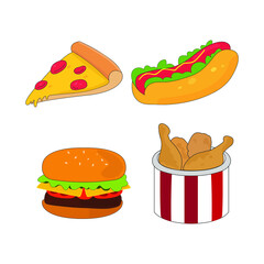 Food Icon 2 - (Pizza, Hot Dog, HamBurger, Bucket Chicken )