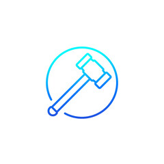 sledgehammer line icon on white
