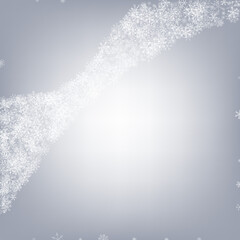 Silver Snow Vector Gray Background. New Snowfall 