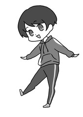 元気な少年　モノクロver.