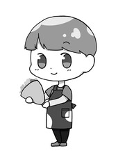 お花屋さん　男性　モノクロver.