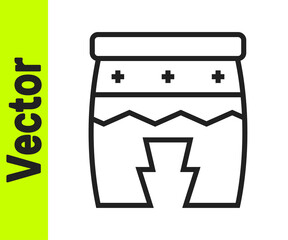 Black line Musical instrument huehuetl icon isolated on white background. Vector.