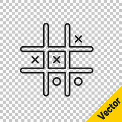Black line Tic tac toe game icon isolated on transparent background. Vector.
