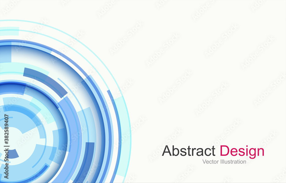 Poster abstract background with blue 3d circular symbol, abstract lens technology design, rotating vector i