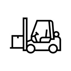 Naklejka premium loader cart line icon vector. loader cart sign. isolated contour symbol black illustration