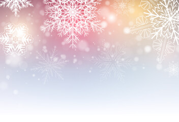 Fototapeta na wymiar Christmas background with snowflakes, winter snow background, vector illustration
