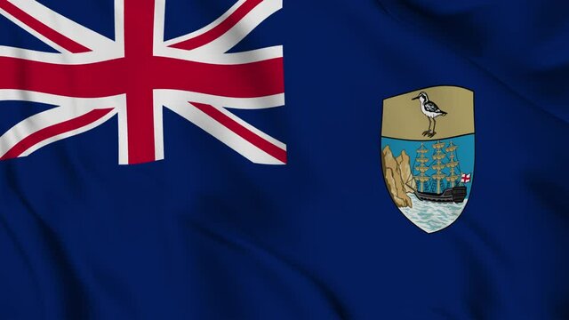 Flag of Saint Helena, Ascension and Tristan da Cunha gently waving in the wind